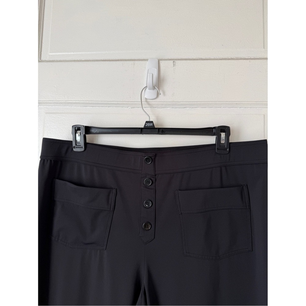 Halara Wide Leg Pull On Pants Elastic Waist Black Faux Buttons Pockets Office 2X - Picture 7 of 14